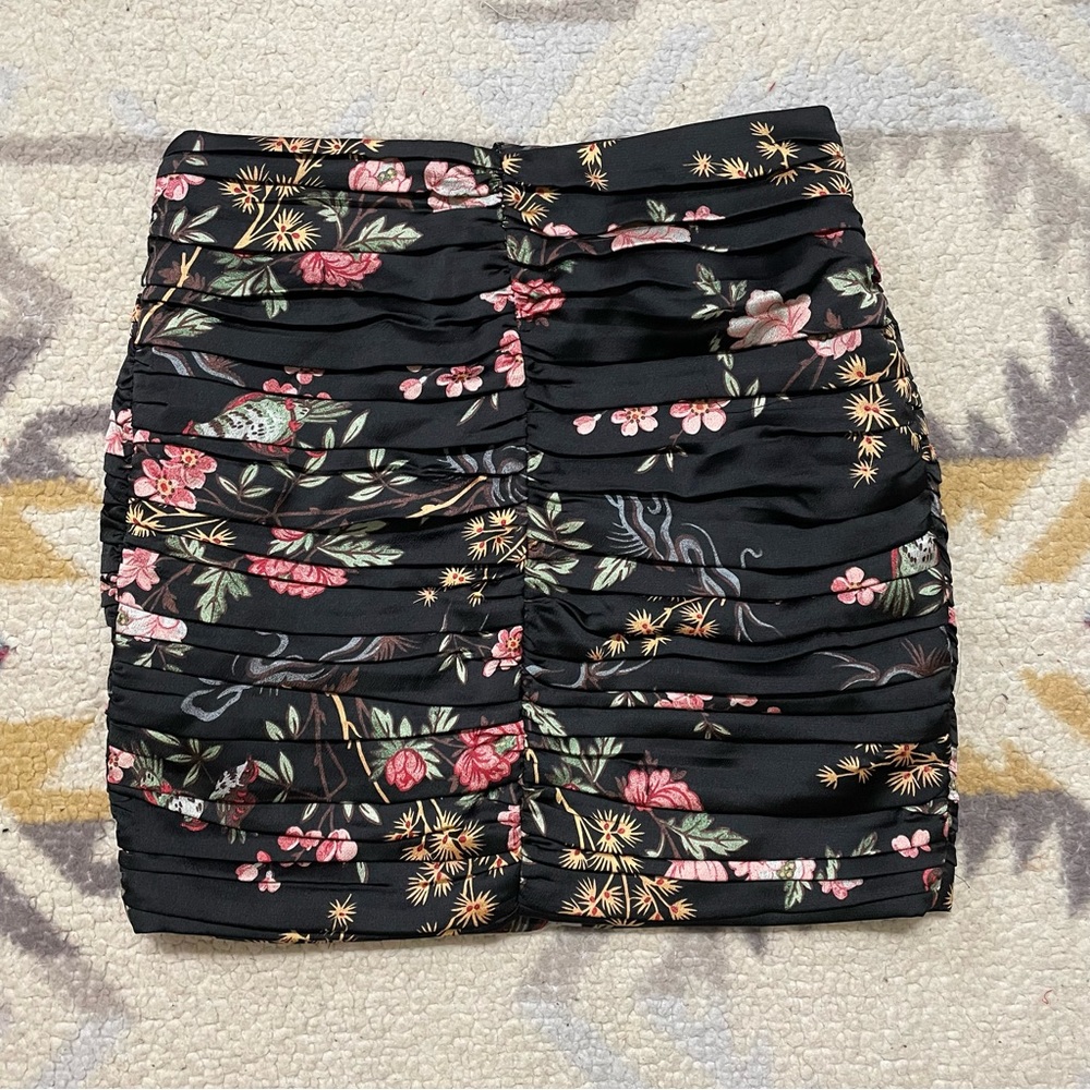 Mango MNG RUCHED Asian Oriental PRINT Short SKIRT Size XS